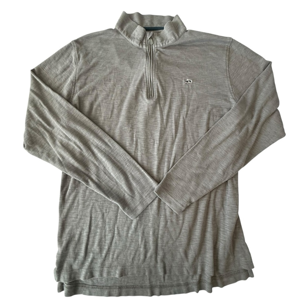 FISH HIPPIE QUARTER ZIP GRAY PULLOVER SWEATER. SIZE L.